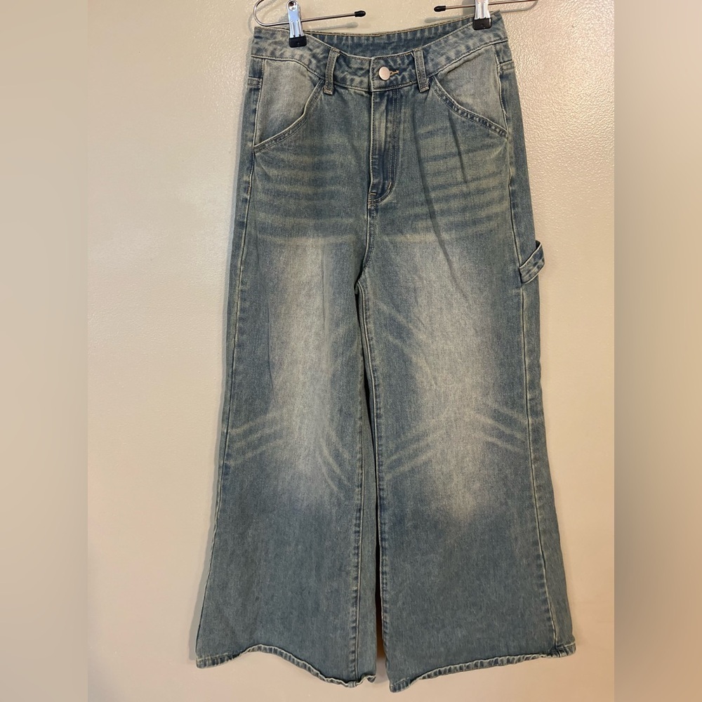 Cider Womens Youth Wide Leg Cargo Style Jeans Size S